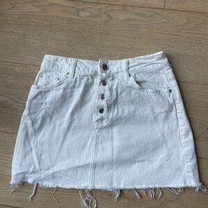Zara Z 1975 White Denim Jean Skirt Distressed Size XS